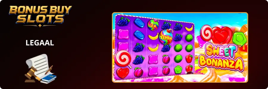 Is Sweet Bonanza legaal: speelveld van de gokkast met multiplier-bommen