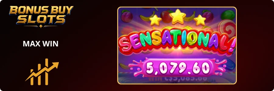 Max win in Sweet Bonanza: sensational-scherm met een winst