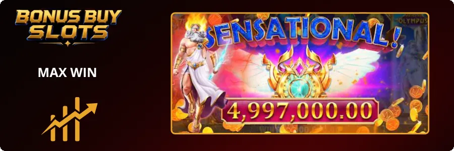 Max win in Gates of Olympus: sensational-scherm met een winst